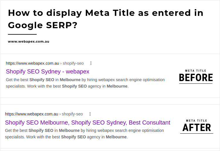 How to display Meta Title as entered in Google SERP?