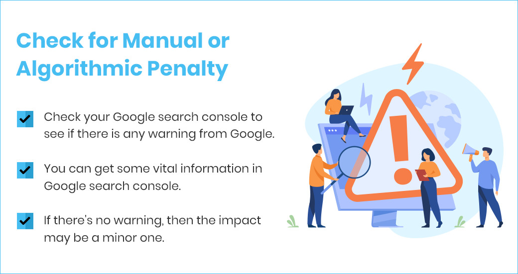 SEO ranking dropped check for manual algorithmic penalty